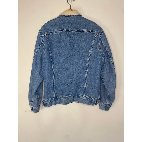 Women Vintage Lee Dungarees Lined Button Up Jean Jacket Med Chore Coat Country - Picture 10 of 16